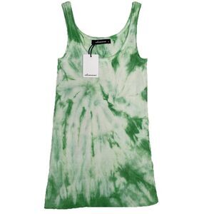 Olivaceous Small Green White Tie Dye Tank Top Womens Ribbed Stretch Boutique NWT
